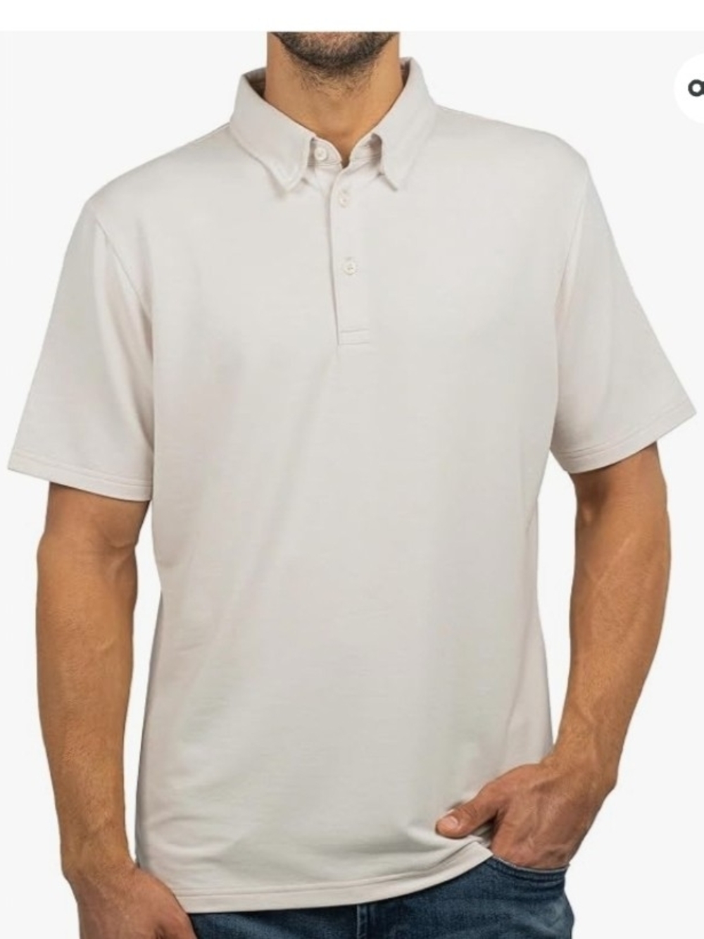 Jachs Men’s Button-Down Collar Polo in Light Cream Size L